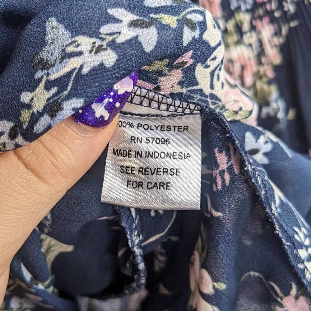 Vintage Quintessential Navy Floral Blouse Large - Picture 5 of 6